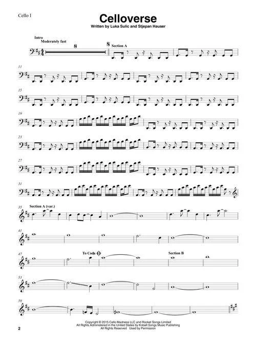 2Cellos, Sheet Music Collection for Cello Duet - Image 3